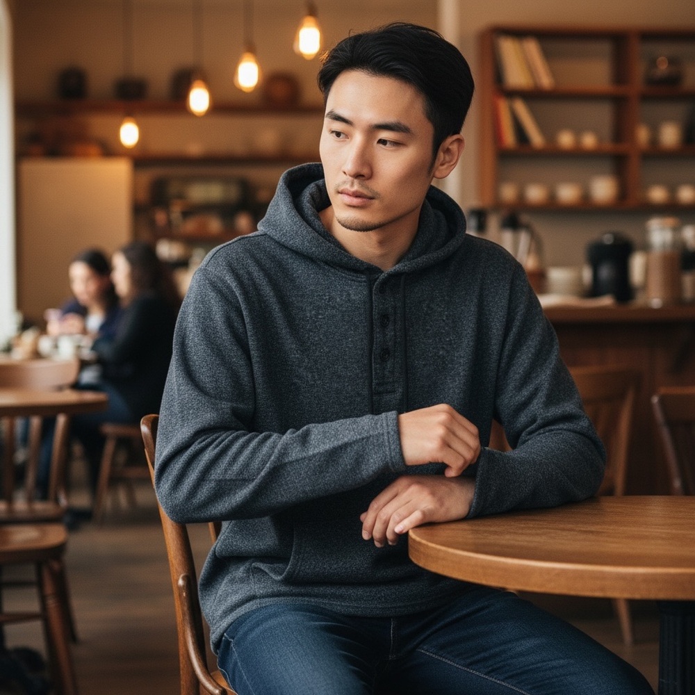 Sonoma Henley Charcoal‎ Hoodie Sweatshirt